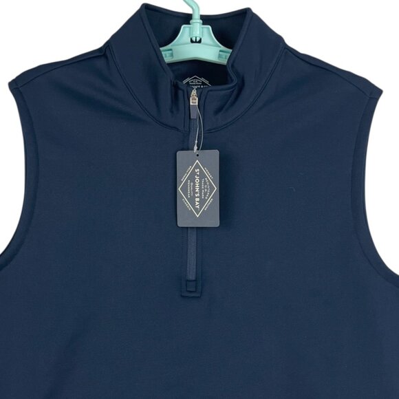 St John's  Bay Men's Stretch Pullover Quarter Zip Navy Vest Size Medium NWT - Picture 4 of 8